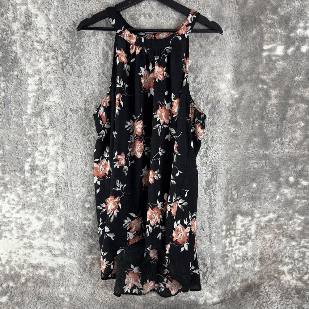 torrid Black Floral Halter Tunic with Peach Blooms